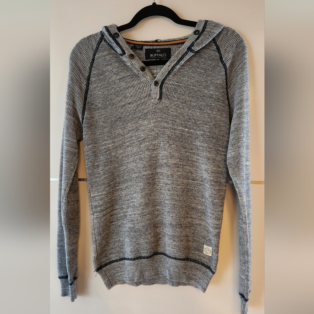 Heather Gray Cardigan Sweater with Long Sleeves and Fine Knit Texture